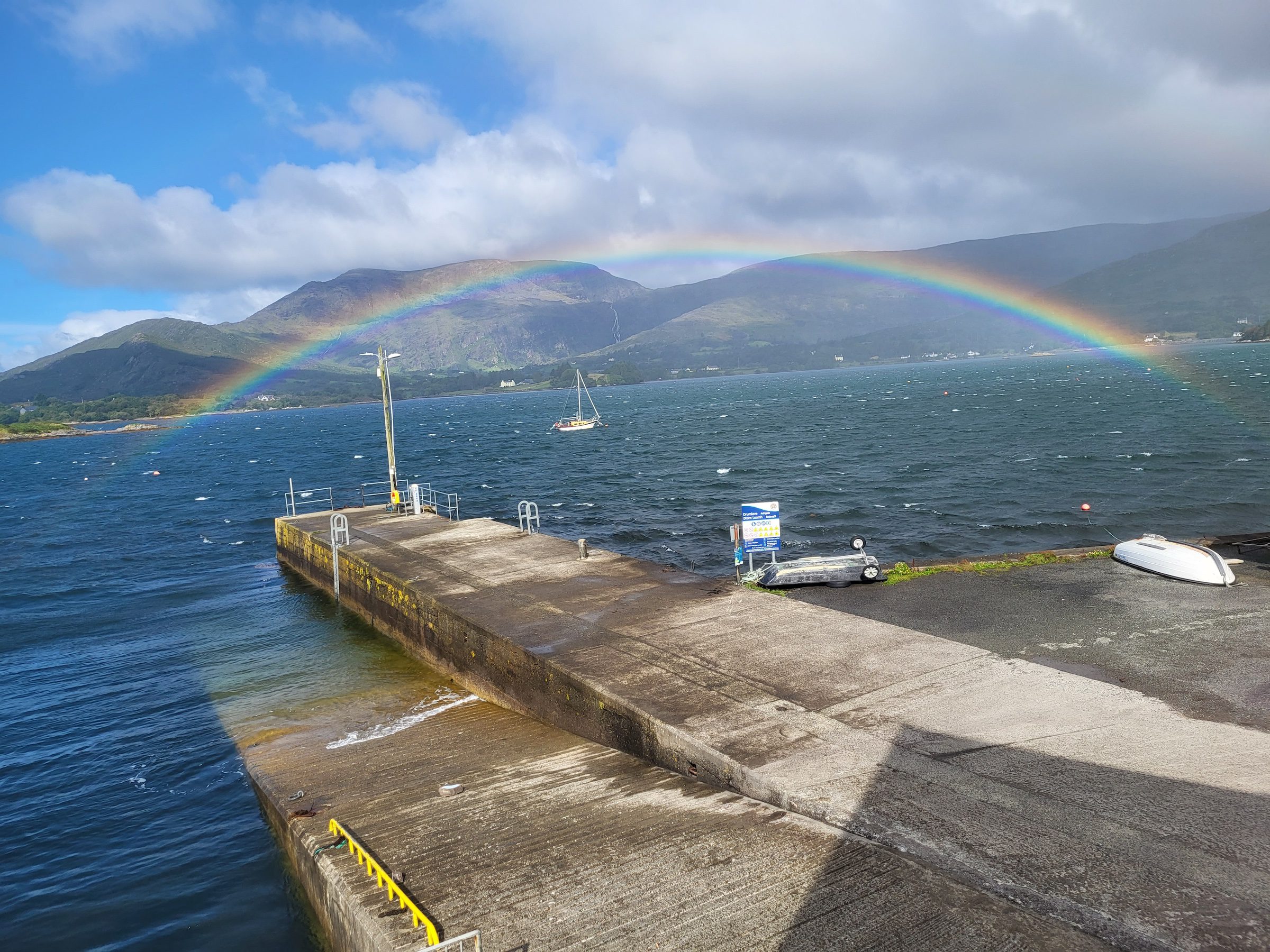 Adrigole Harbour on a stormy raining sunny day